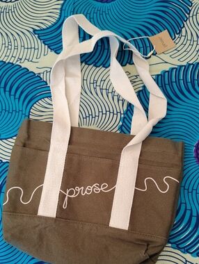 Prose Olive Canvas Tote with Cream Straps and Script Logo